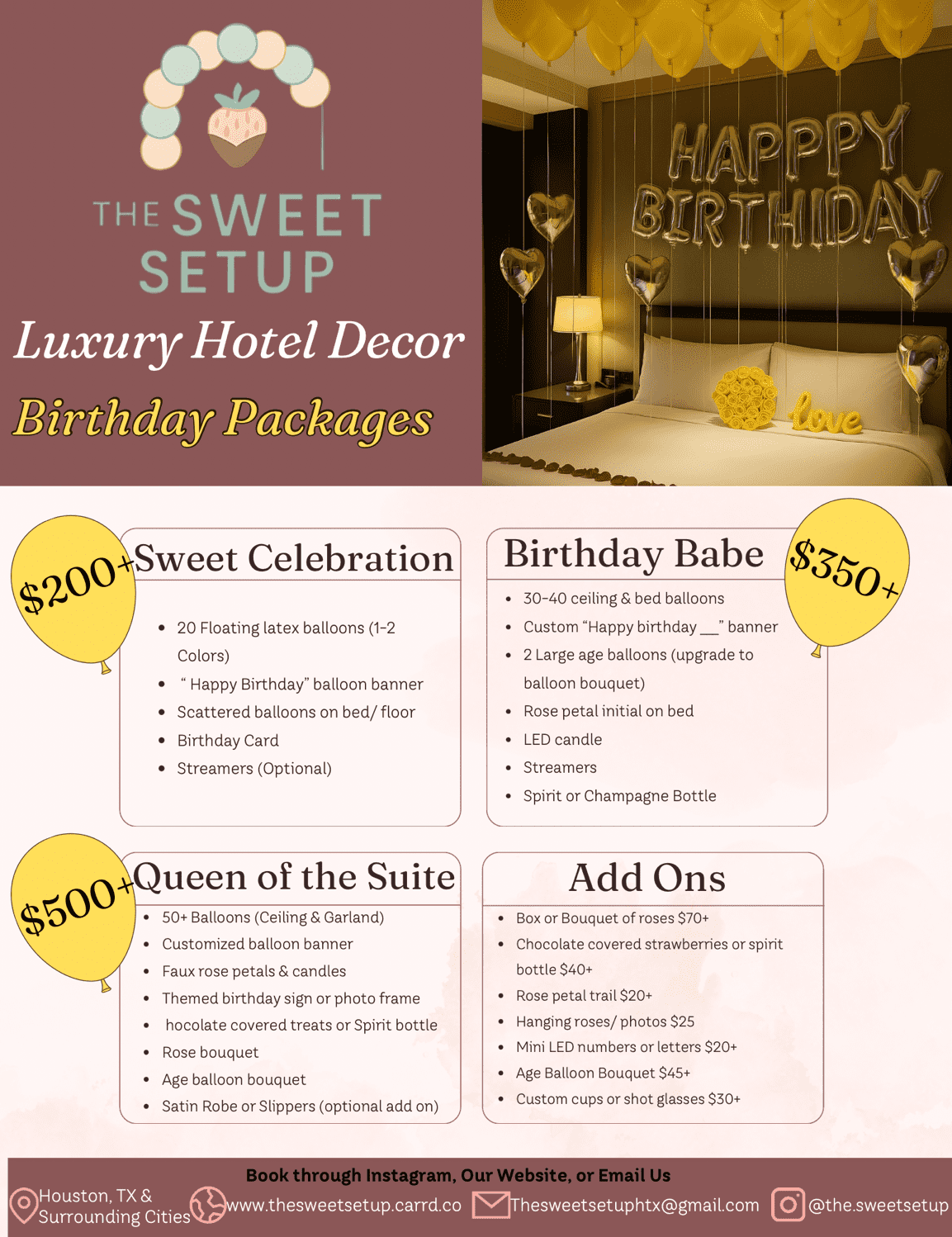 Birthday Hotel package